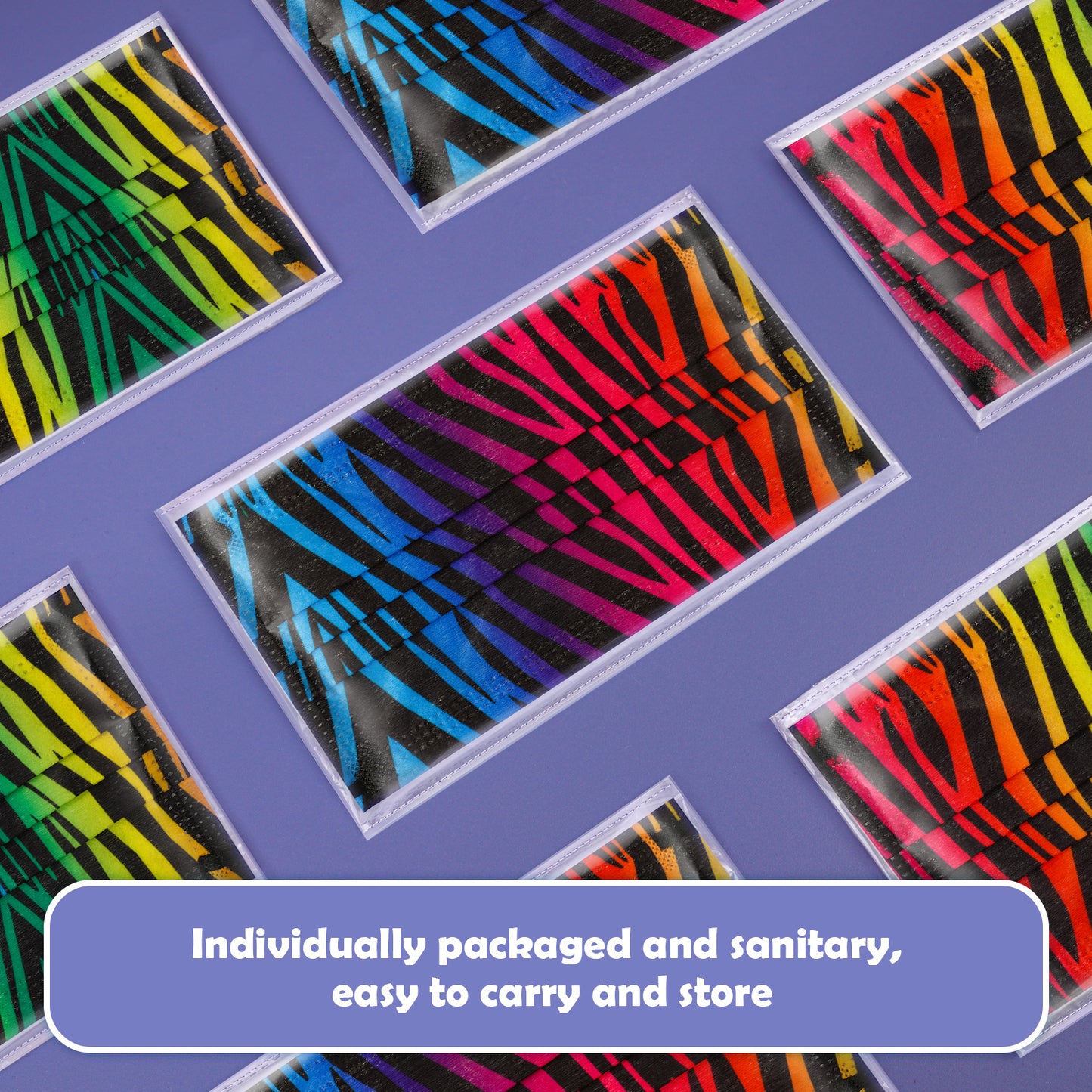 Adult Zebra Stripe Disposable 60 Pcs Unisex Gradient Rainbow Color Individual