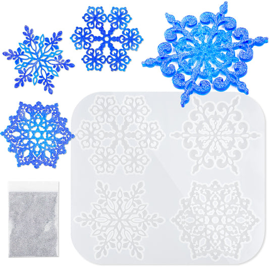 Epoxy Resin Silicone Snowflake Coaster Molds 4PCS 4.17" DIY Craft Arts Ornaments