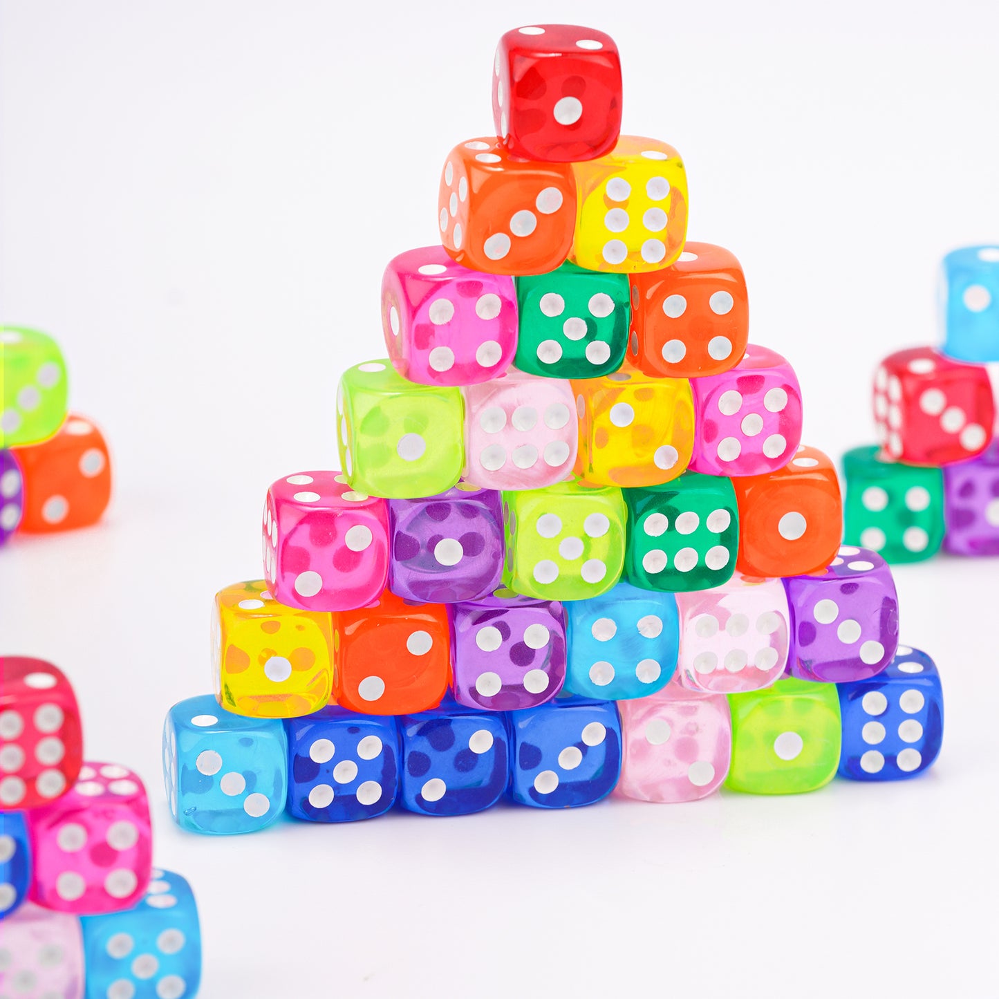50PCS 14MM Game Dice Set, Solid 6-Sided Translucent Vintage Colors Rounded Cor