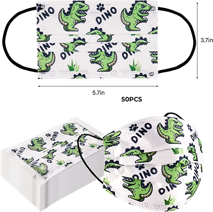 50PCS Kids Disposable Cute Print Single Wrapped Non-Woven Cartoon Angry Dinosaur
