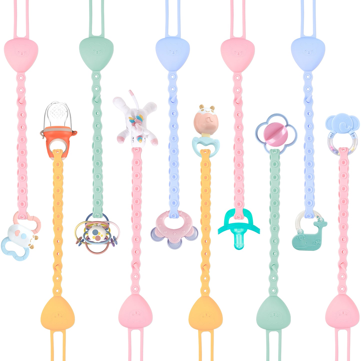 10-Pack Silicone Baby Pacifier Clip Holder Stretchable Toy Safety Straps Unive