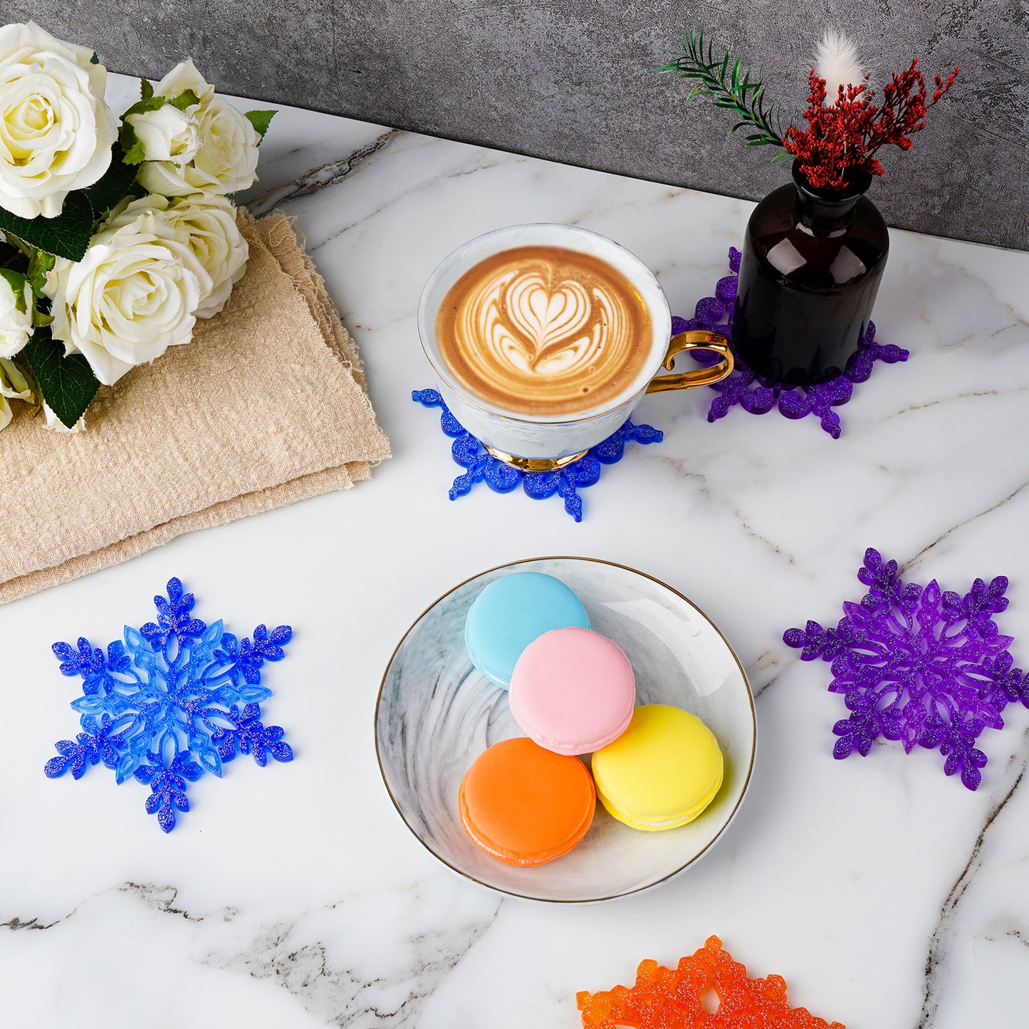 Epoxy Resin Silicone Snowflake Coaster Molds 4PCS 4.17" DIY Craft Arts Ornaments