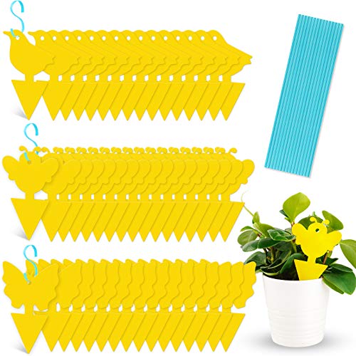 48-Pack Sticky Plant Bug Trap Indoor Outdoor Yellow Fly Catcher Nontoxic Odorl