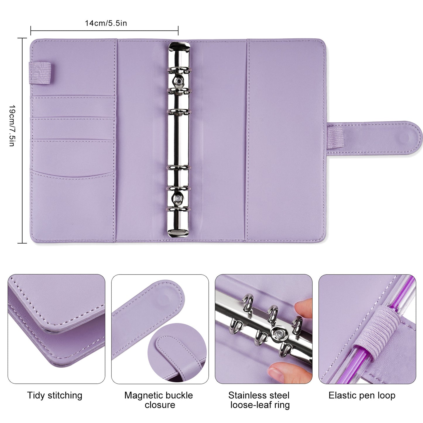 A6 PU Leather Magnetic Buckle Loose Leaf Budget Binder Set, Budget Planner Org