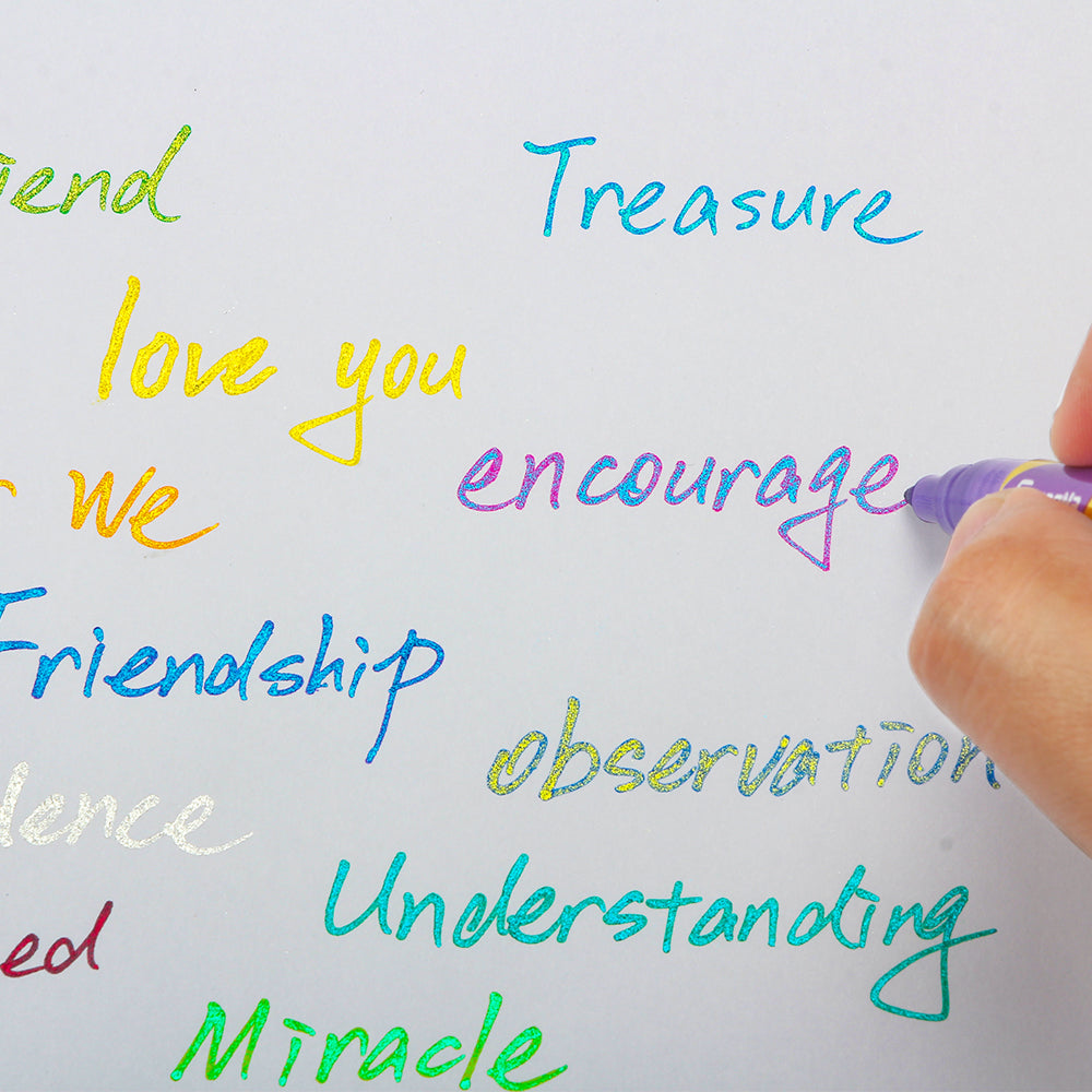 Super Glitter Marker Set, 0.7 mm Tip Glitter Pens Shiny for Coloring, Drawing, D