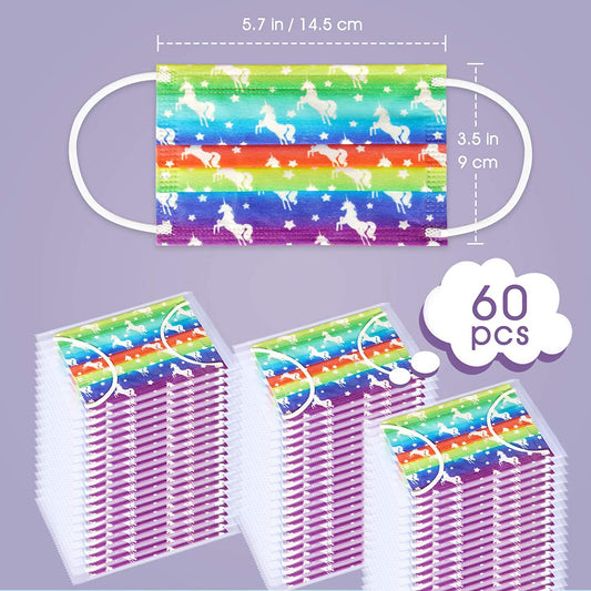 Kid 60PCS Disposable Gradient Rainbow Color Unicorn Star Pattern Individual Wrap