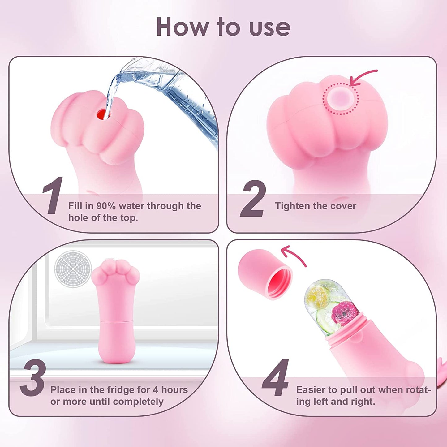 Ice Roller for Face Body Cat Paw Shape Silicone Facial Skin Care Beauty Massager