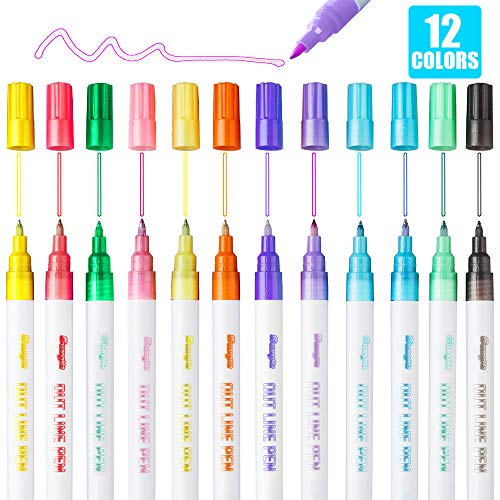 Super Squiggles 12 Colors Self-outline Metallic Markers, Dreamline Double Line
