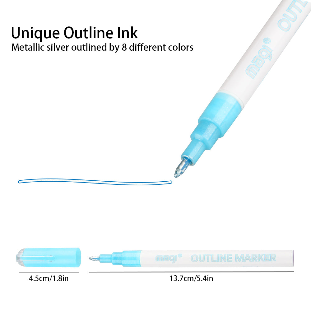 Super Squiggles Double Line Markers 8 Dream Color Self-outline Metallic Pens Hig