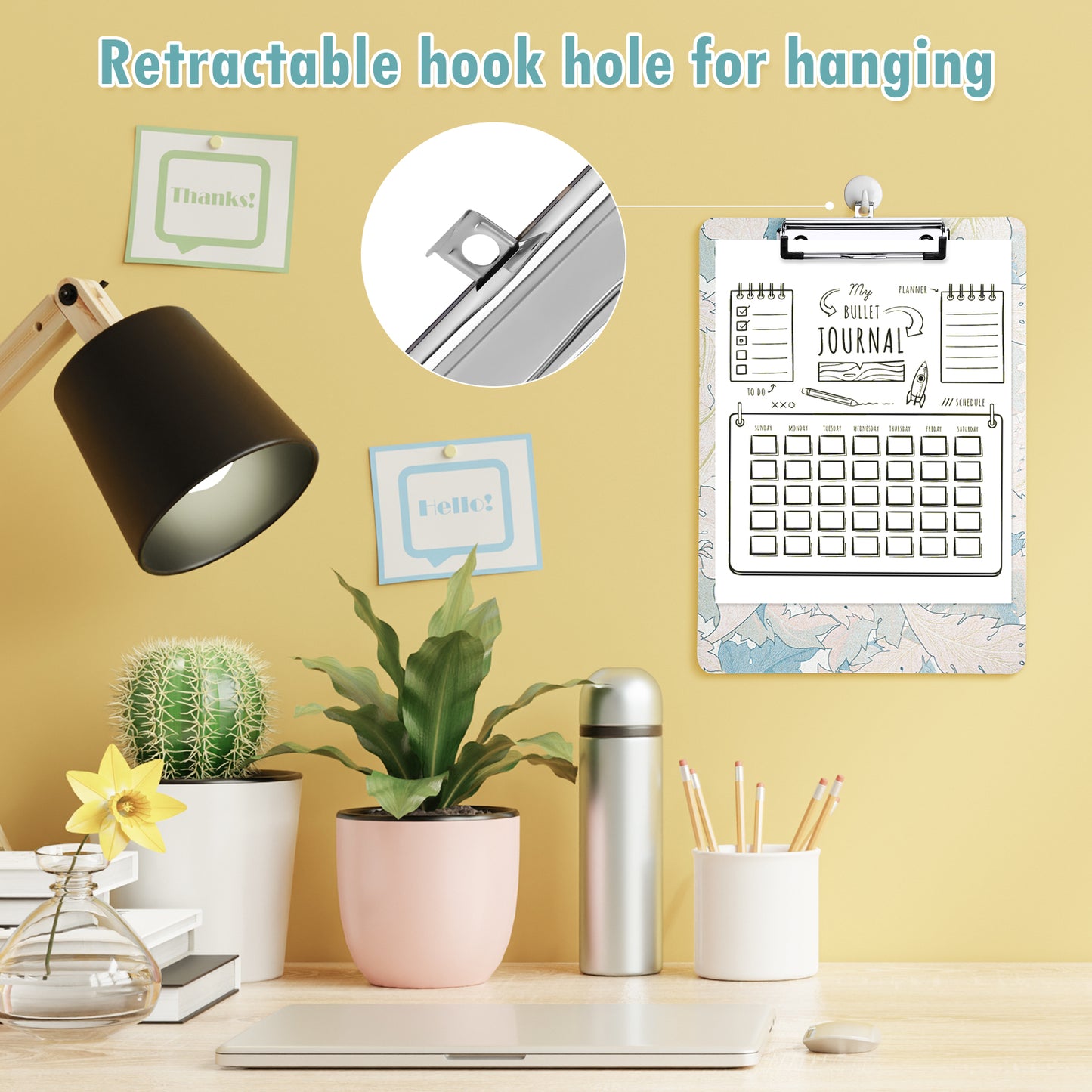 Wooden Clipboard Standard A4 Letter Size 12.5"x9" Low Profile Clip Retractable