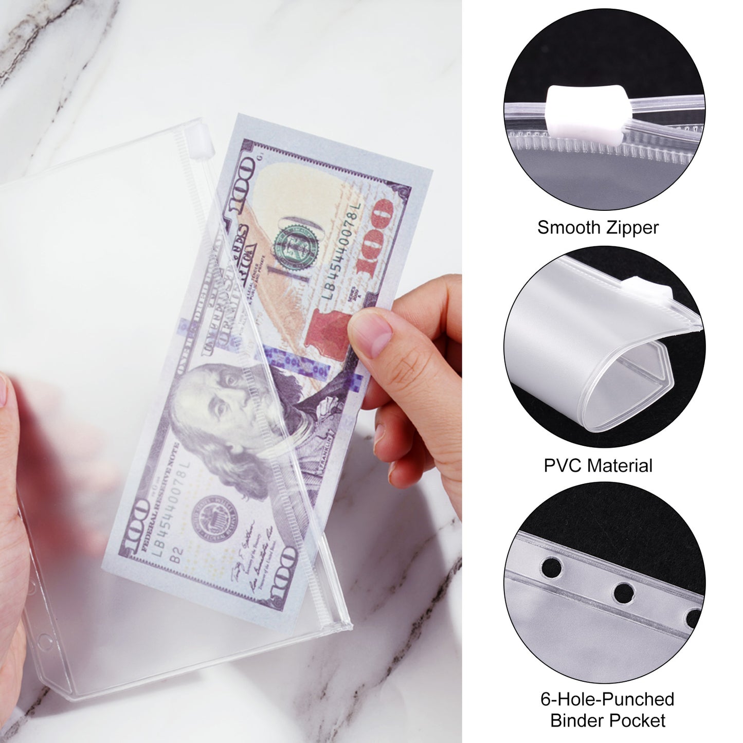A6 PU Leather Magnetic Buckle Loose Leaf Budget Binder Set, Budget Planner Org