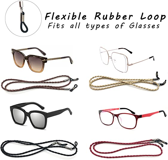 4 Pack Eyeglasses Holder Strap Cord, Aphlos Eyeglass Retainer, PREMIUM LEATHER