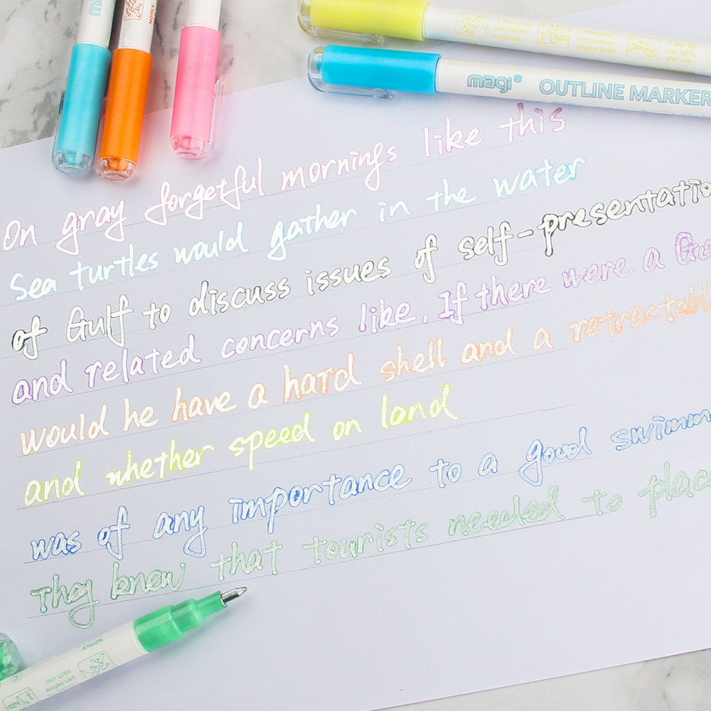 Super Squiggles Double Line Markers 8 Dream Color Self-outline Metallic Pens Hig