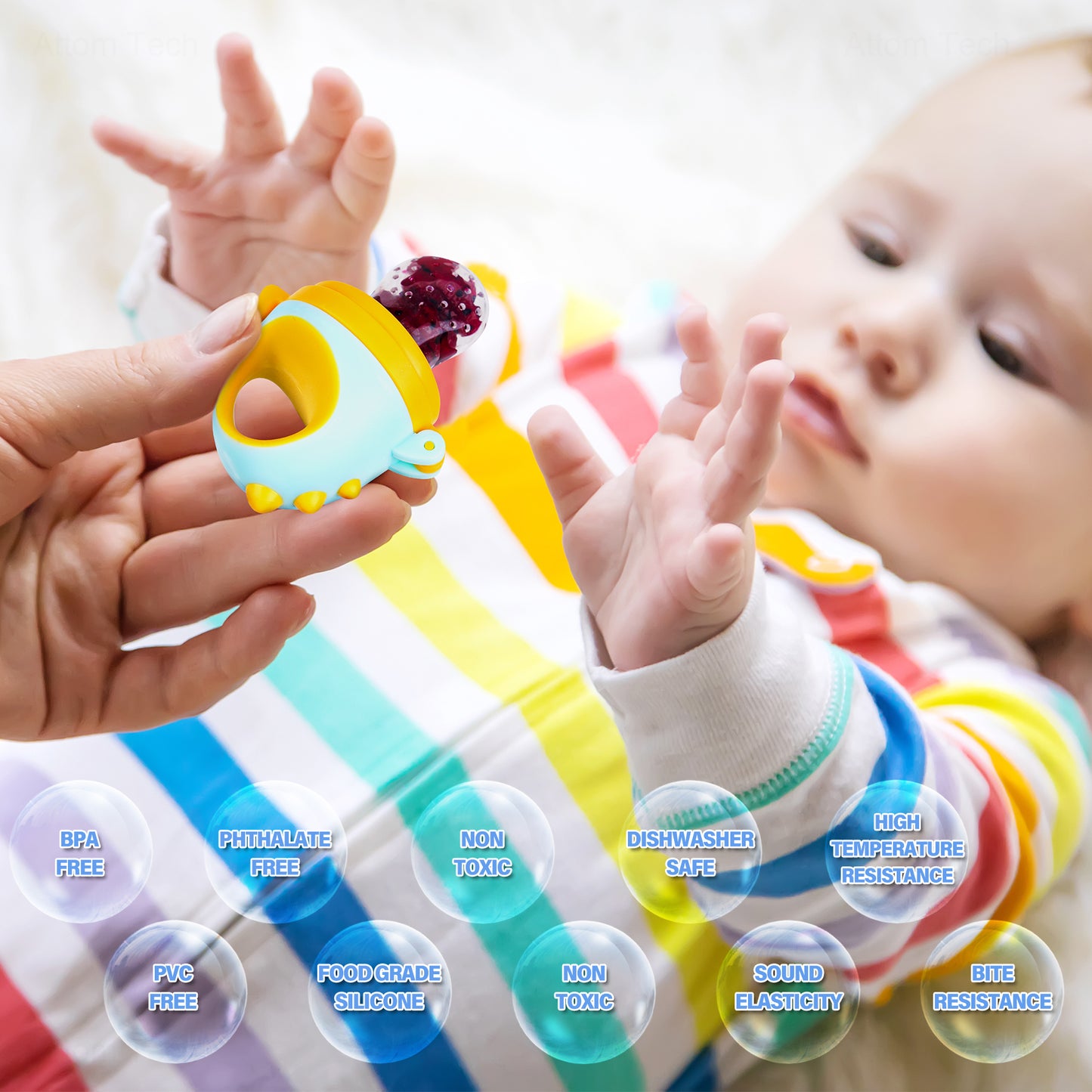 2-Pack Baby Fresh Fruit Food Feeder Nibbler Pacifier, Massaging Teether Traini