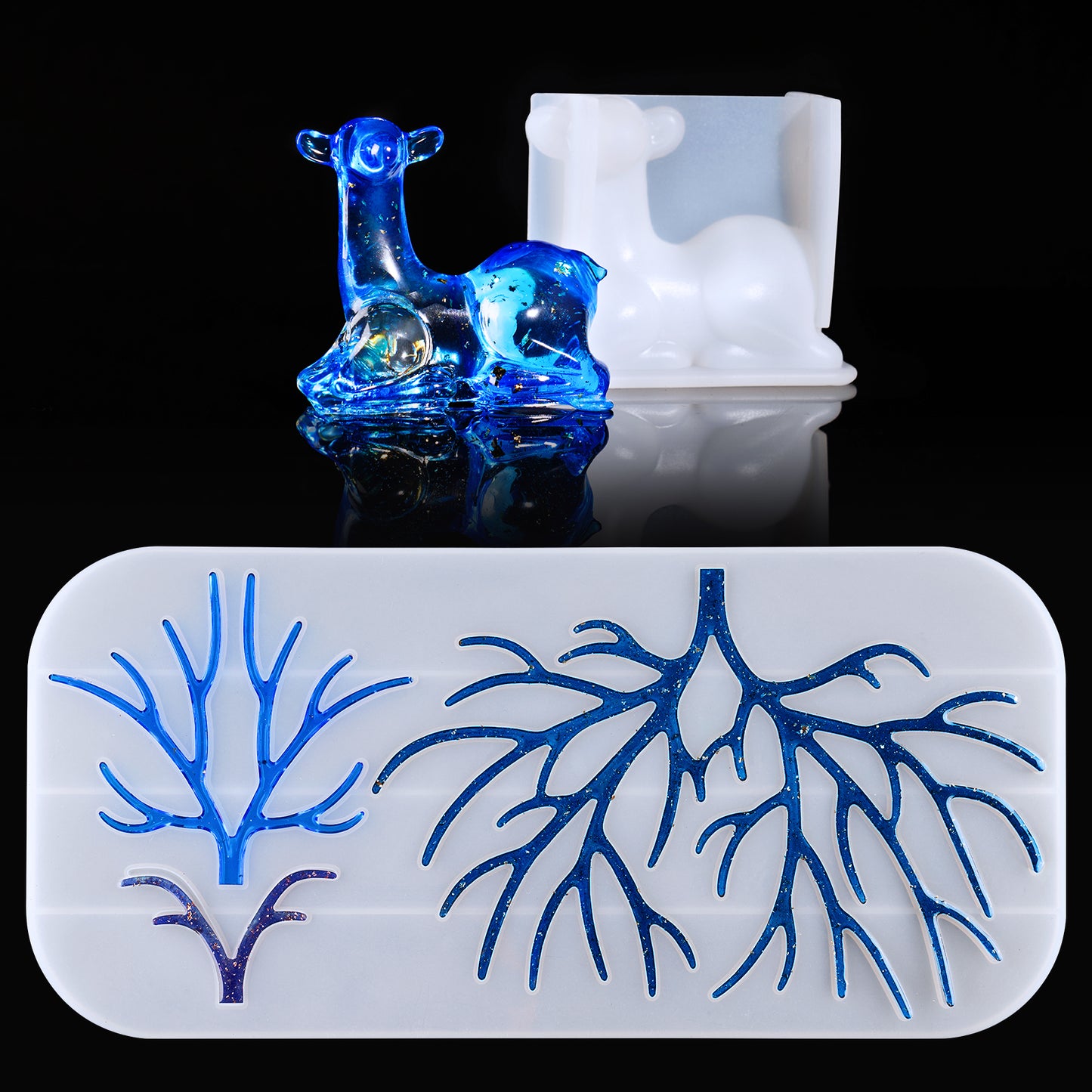 DIY Epoxy Resin Deer Antler Tree Jewelry Display Stand Soft Silicone Craft Cas