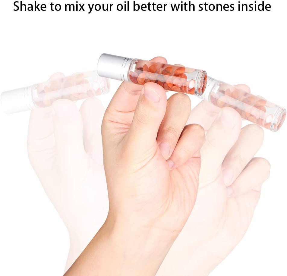 10ml Essential Oil Roller Bottles Set with Colorful Gem Stone Balls Home Ultra T