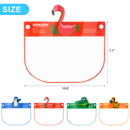 4PCS Kids' Safety Face Shields Reusable Wrap-Around Protective Covering PET Clea