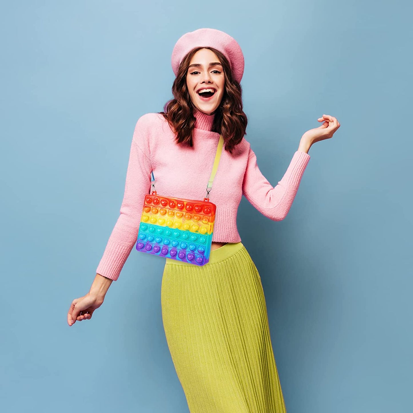 Purse Push Bubble Fidget Sensory Toy Bear Keychain Small Zipper Pop Handbag