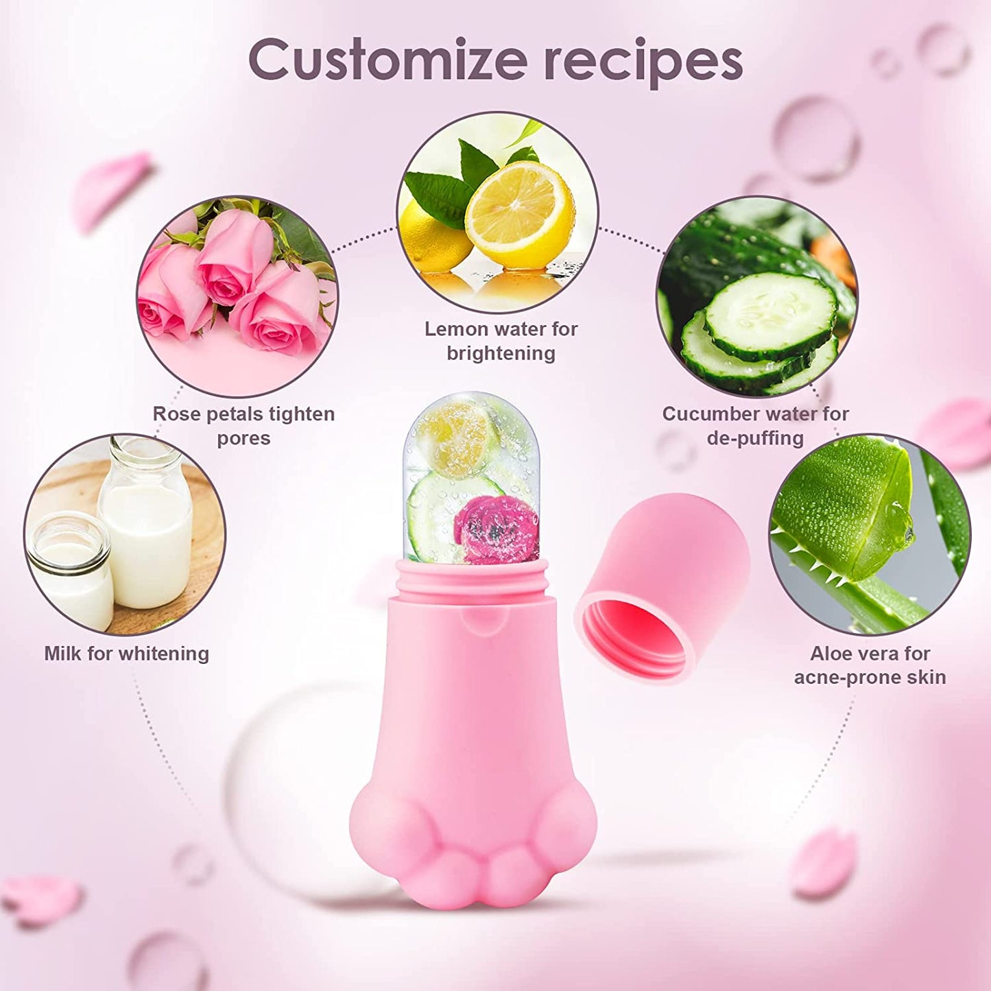 Ice Roller for Face Body Cat Paw Shape Silicone Facial Skin Care Beauty Massager