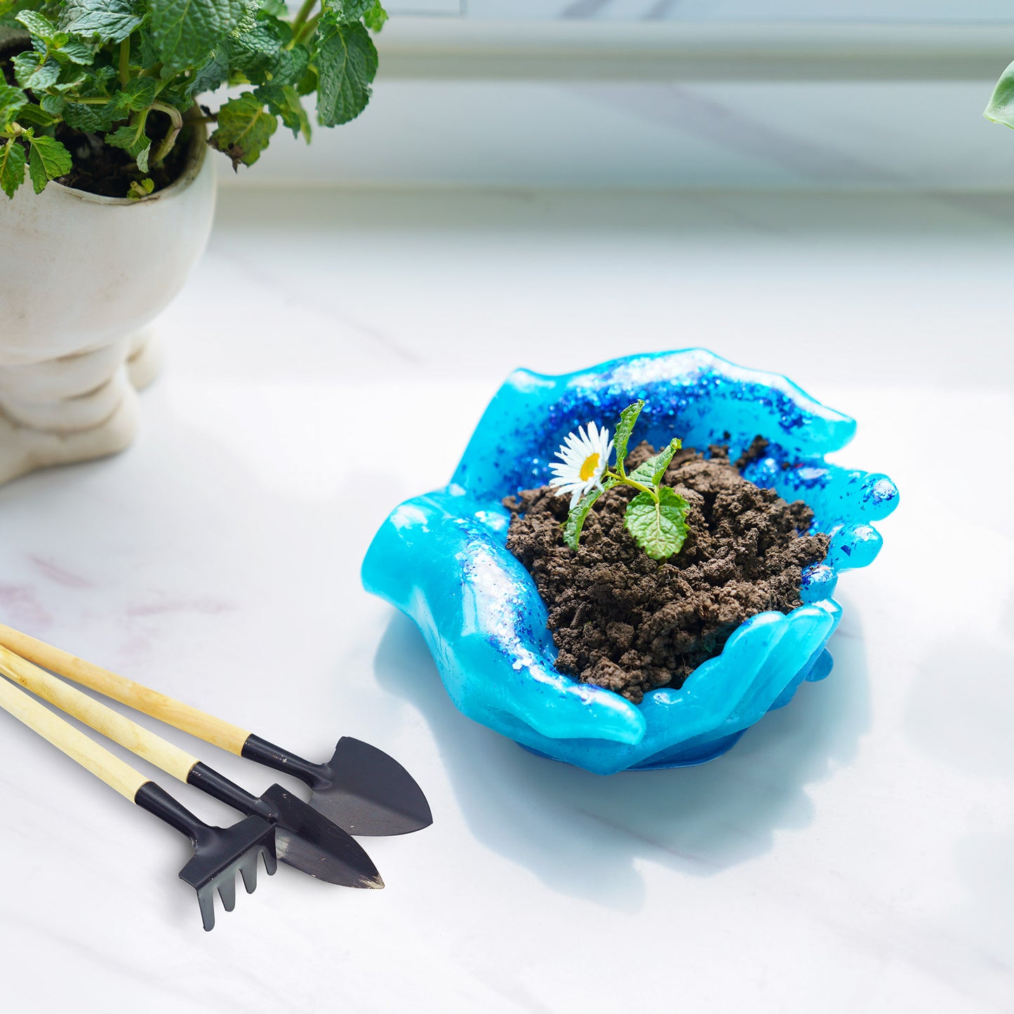 3D Hands Shape Dish Epoxy Resin Casting Silicone Mold, DIY Art Crafts Clay Pla