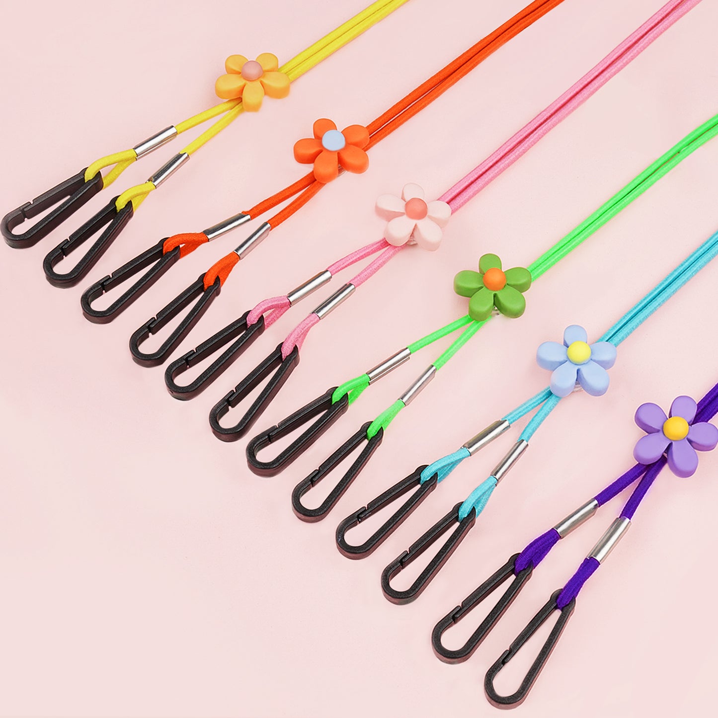 6-Color Pack 13" Long Round Nylon Elastic Adjustable Length Ear Loop Extender L