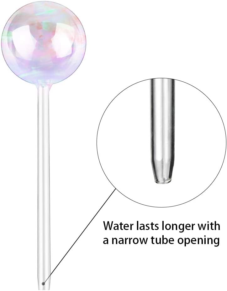 Light Iridescent Rainbow Gradient Clear Glass Self-Watering System Spikes 2PCS