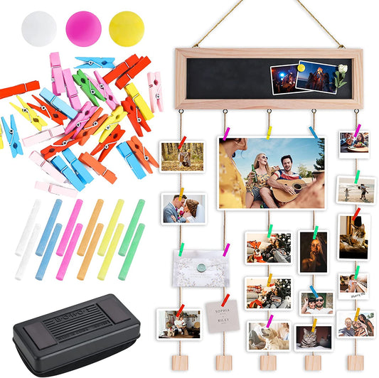 Hanging Picture Frames Wall Decor Collage Photo Display Message Chalkboard Sign