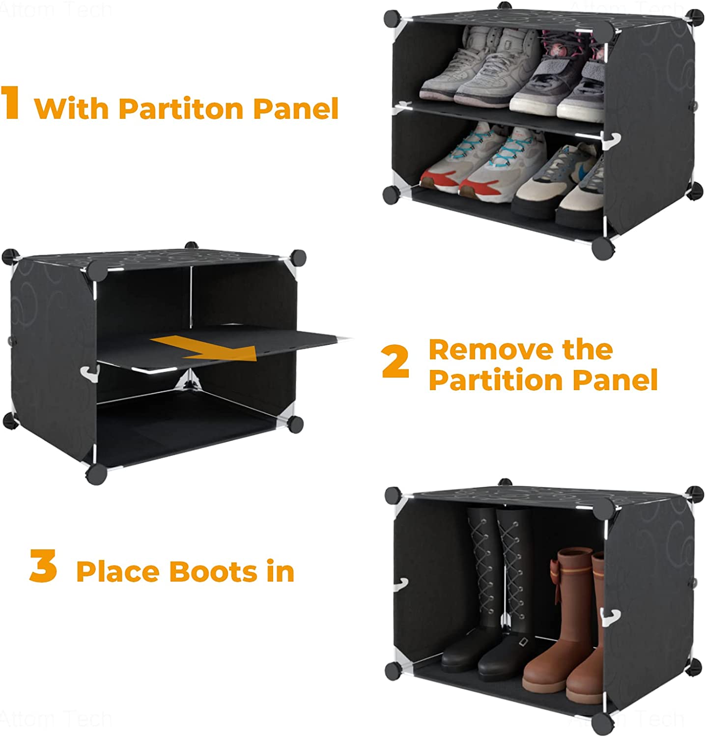 Shoe Rack Organizer w/ Doors 6-Tier Shoe Storage Cabinet 72 Pairs Closet Shelves