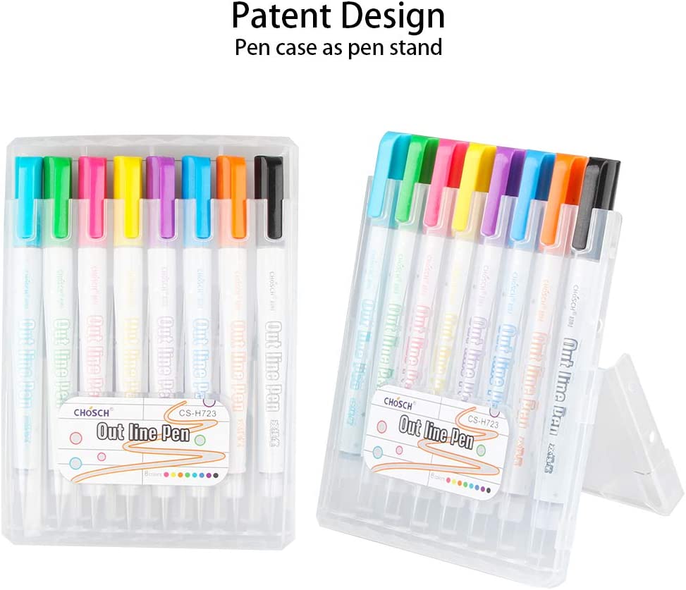 Super Squiggles Double Line Outline Marker, Self-outline Metallic Markers, Paint