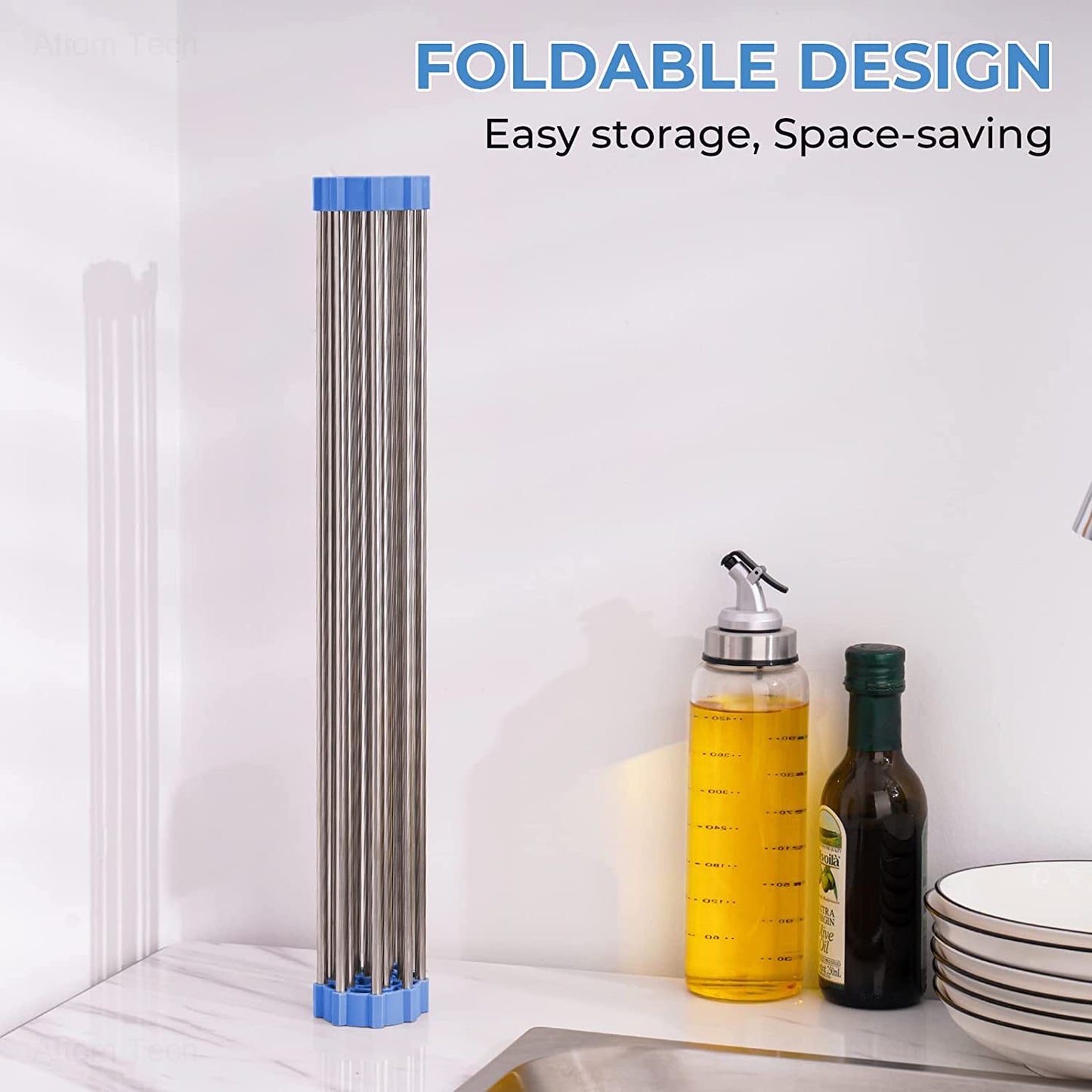 Roll Up Dish Drying Rack Over Sink Silicone Steamer Mat 17.7"x15" Large Rack