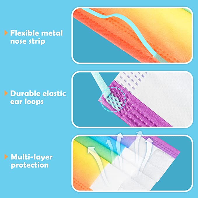 60-Pack Disposable Unisex Adult Size Gradient Rainbow Colors Individually Wrap