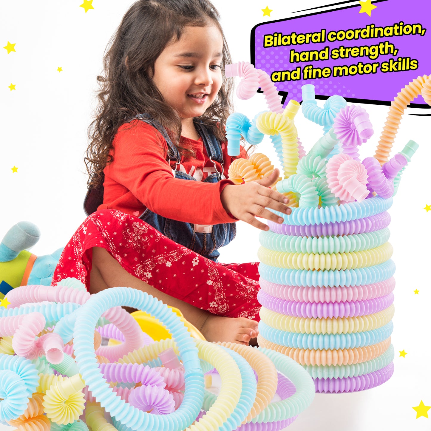 38PCS Mini Pop Tube Sensory Fidget Toy Set, 6 Macaron Colors 0.75?” Stretchabl