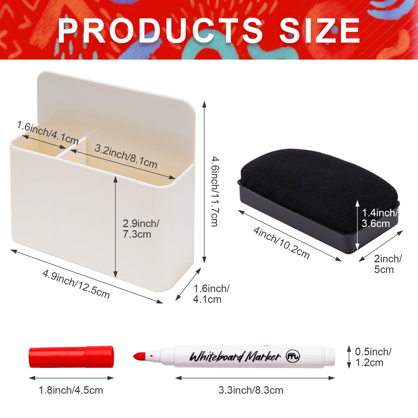 Whiteboard Magnetic Dry Erase Marker Holder Set 12 Assorted Colors Fine Dry Er