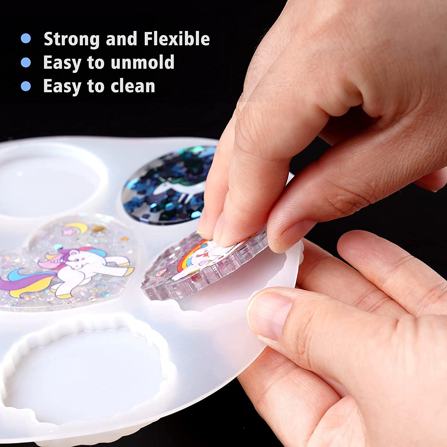 Phone Grip On Top Epoxy Resin Casting Kit 7 Mix Shapes Silicone Molds+10 Stand