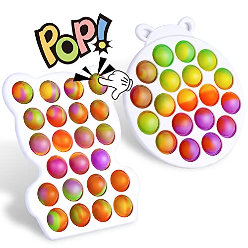 2PCS Bubble Fidget Sensory Toys, Multicolor Push Pop Bubble Fidget Stress Redu