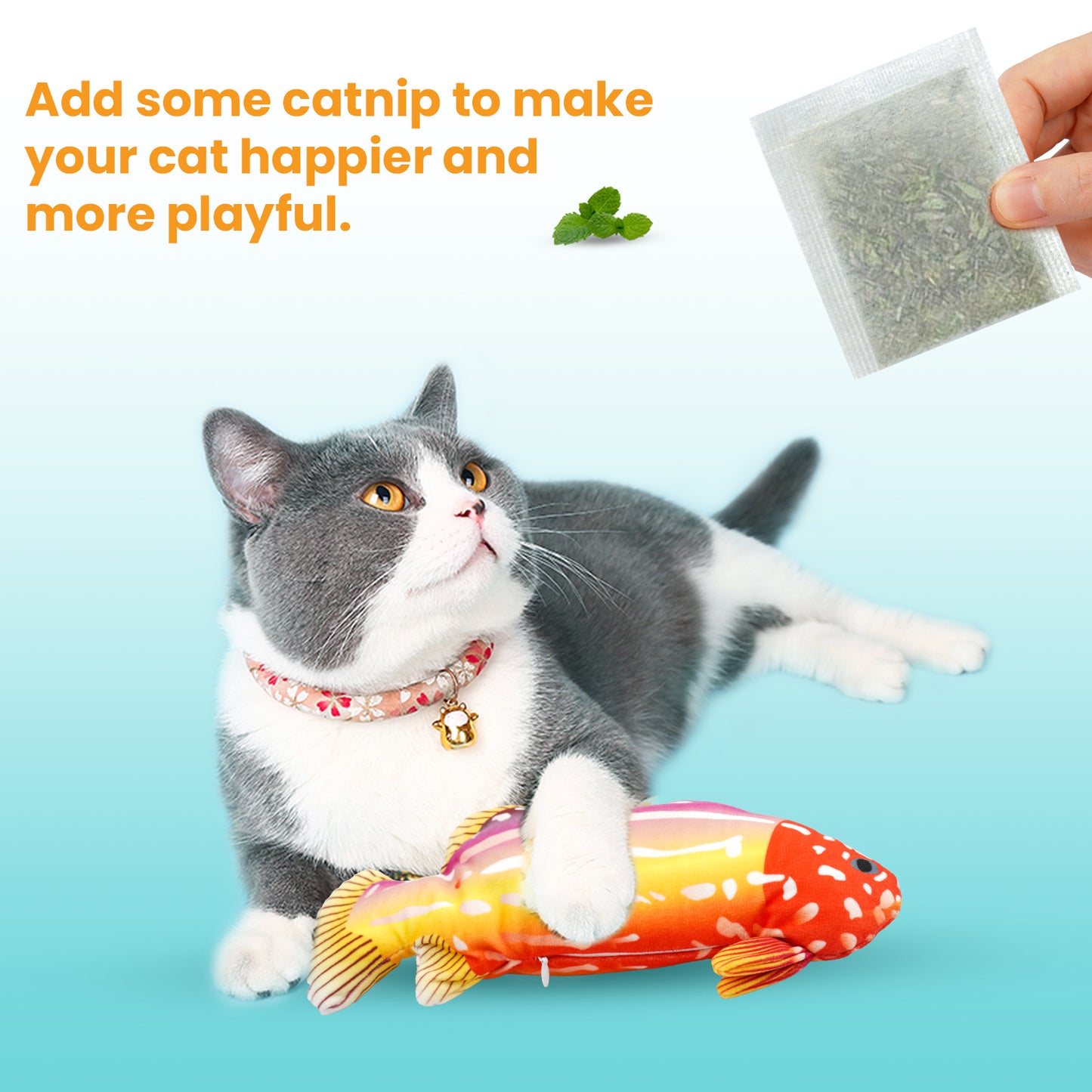 Tropical Fish Realistic Floppy Catnip Plush Cat Toy Sensor Touch Activate