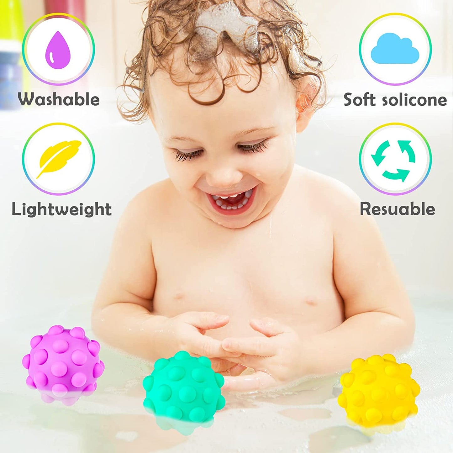 Pop Bubble Fidget Ball Sensory Toy 3PCS Interactive 3D Bounce Ball Stress Reduce