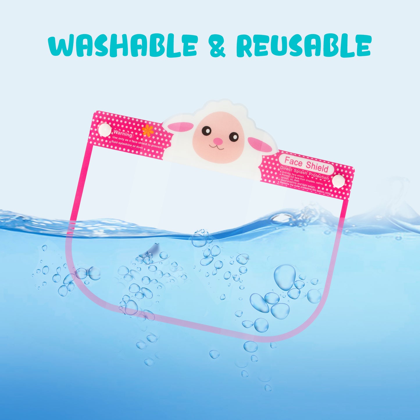 10PCS Kids' PET Reusable Clear Protective Safety Face Shields Assorted Designs f
