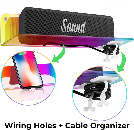 Iridescent Floating Shelves Cable Clips 2PCS Small Wall Mounted Acrylic Display