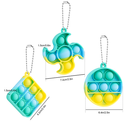 3PCS Mini Pop Keychains Push Bubble Fidget Sensory Toys Simple Stress Relief A
