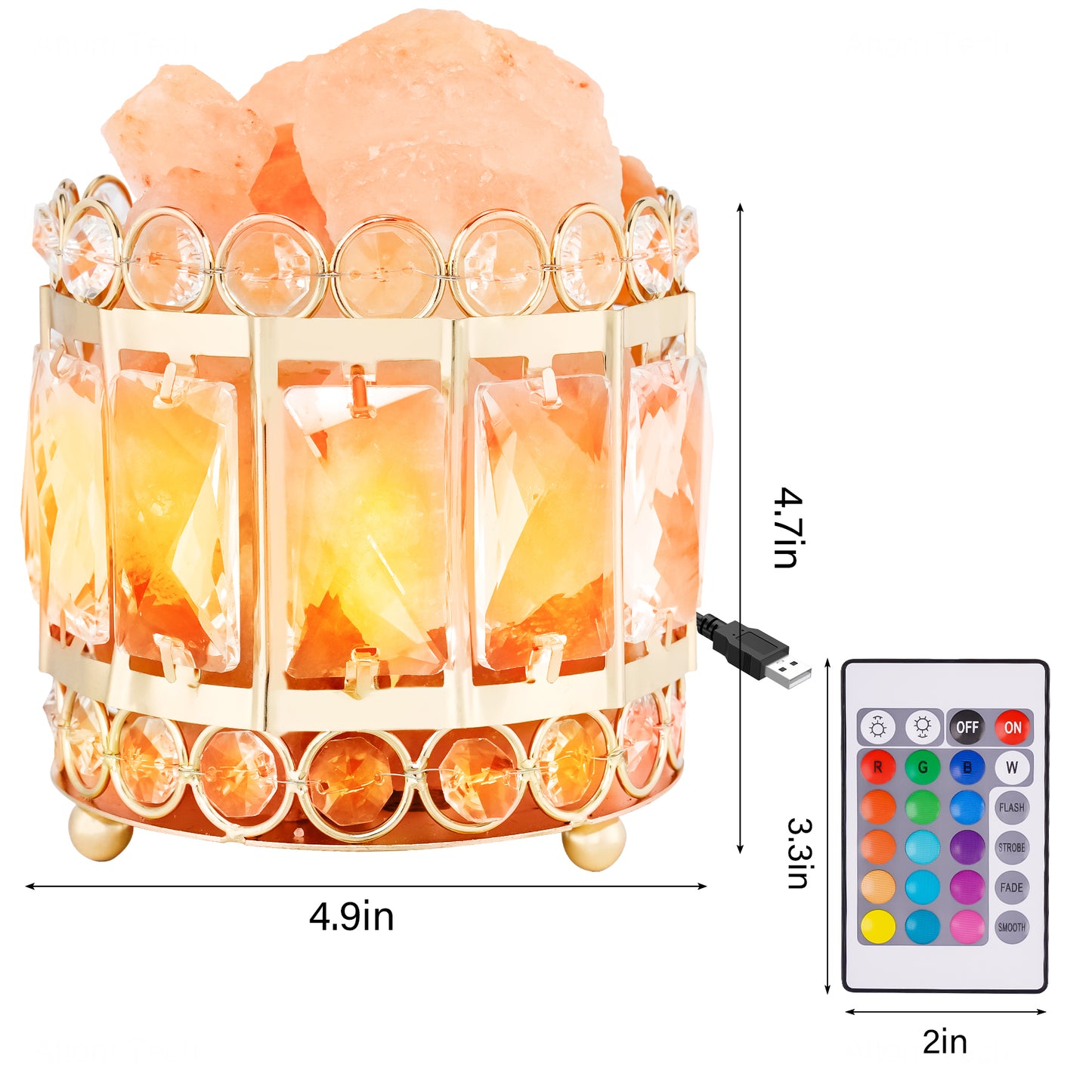 Himalayan 16 Colors Changing Crystal Salt Lamp Night Light, USB Mini Small Sal