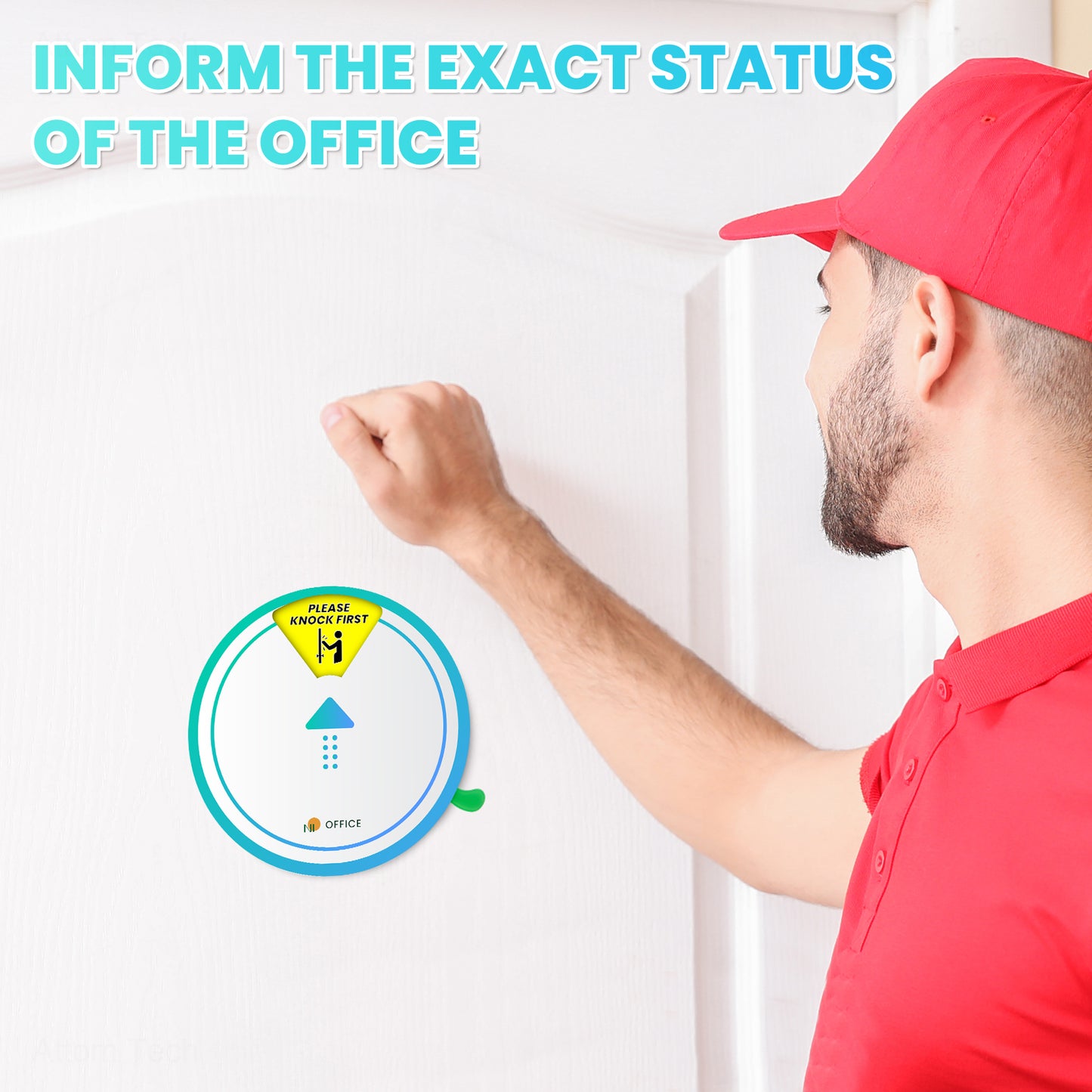 NiOffice Office Privacy Sign 6" Diameter Round with Magnet 6-In-1 PLEASE KNOCK F