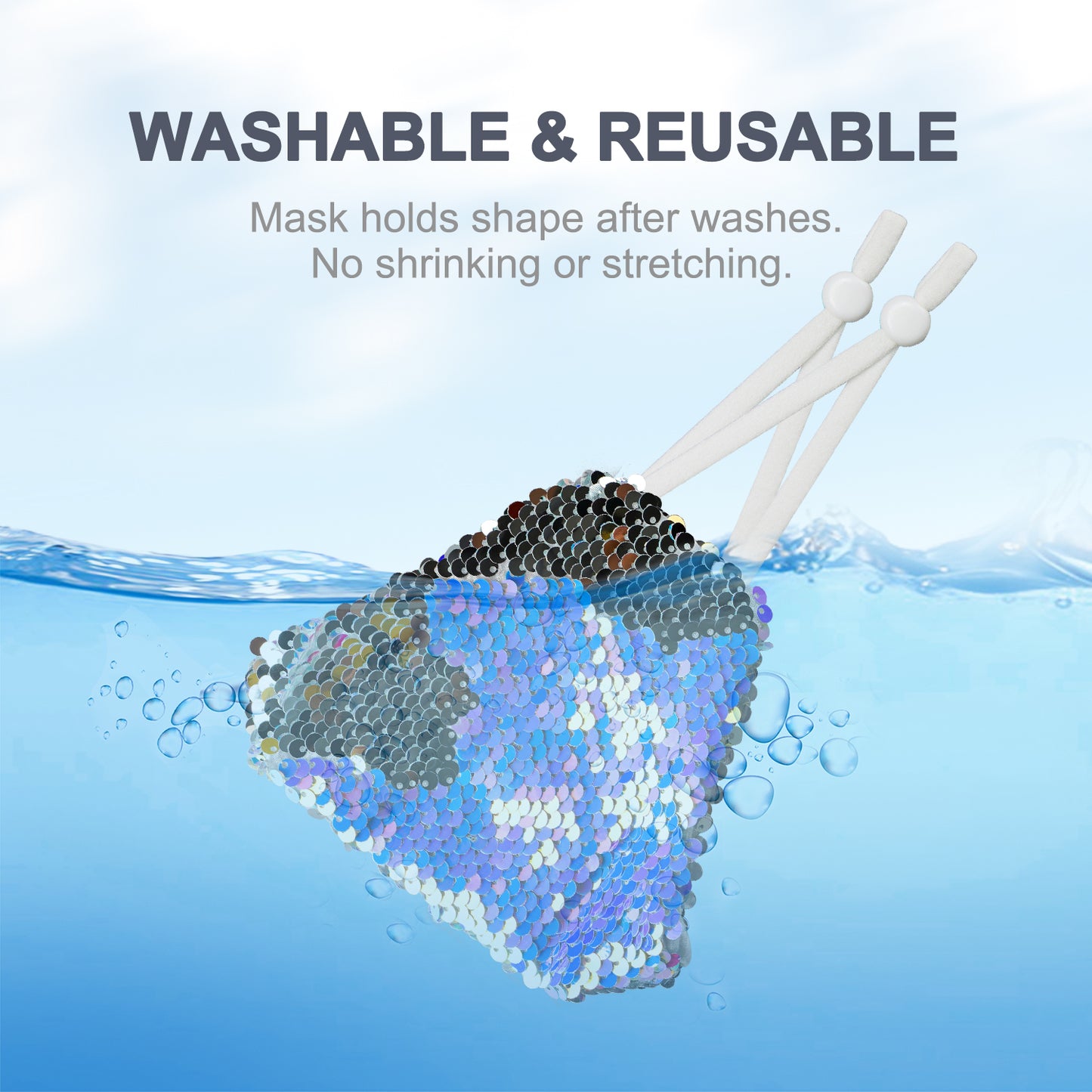 2-Pack Fashion Reversible Two-Tone Mermaid Glitter Sequins Fabric Washable Prote