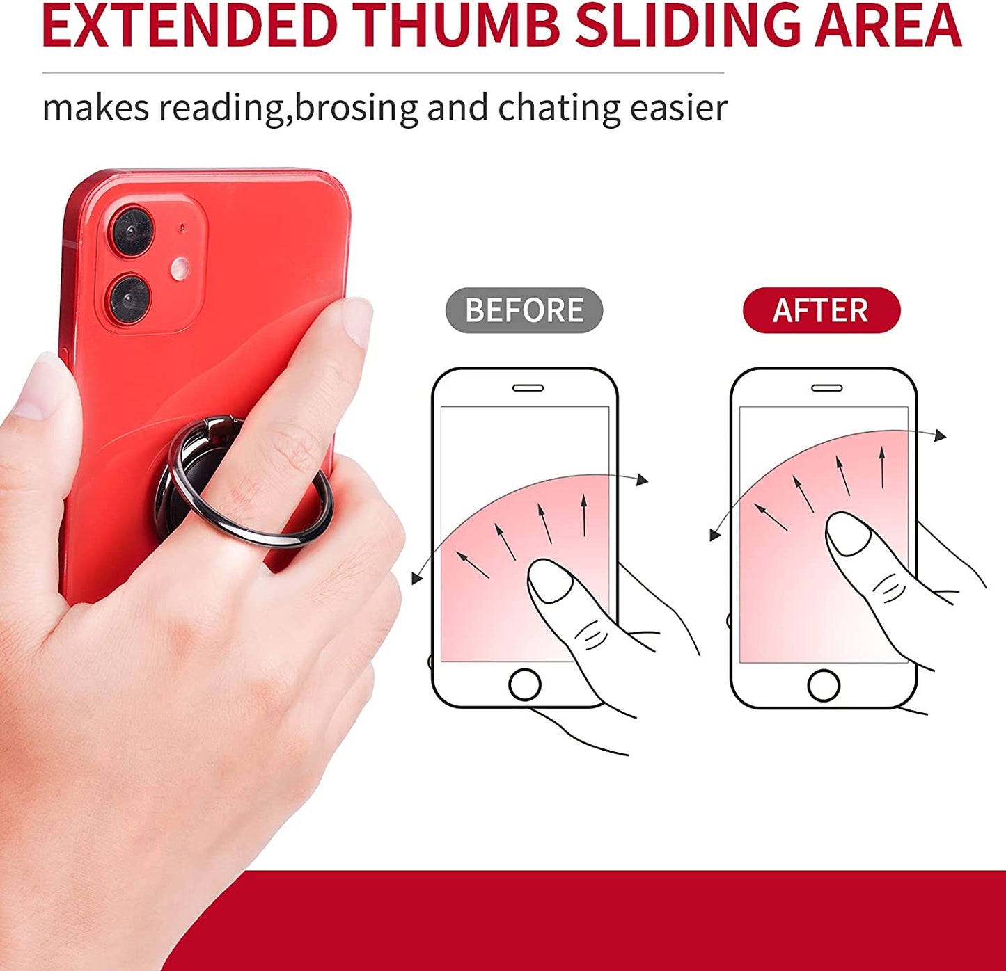 Cell Phone Ring Holder Finger Kickstand Rotation Metal Foldable Grip Ultra-Thin