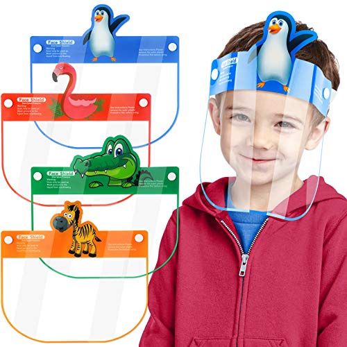 4PCS Kids' Safety Face Shields Reusable Wrap-Around Protective Covering PET Clea