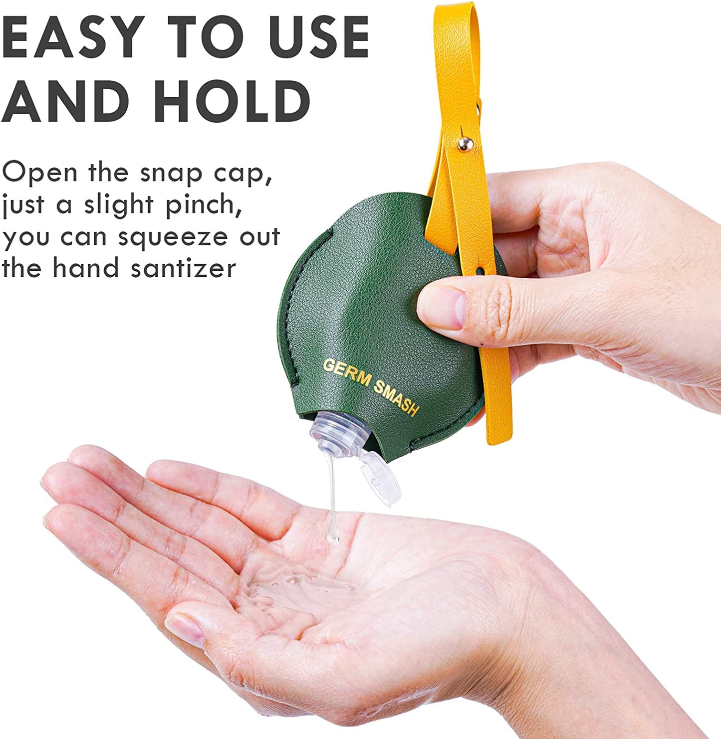 2-Pack PU Leather Hand Cleaner Holders with 48ml Bottles Adjustable Strap