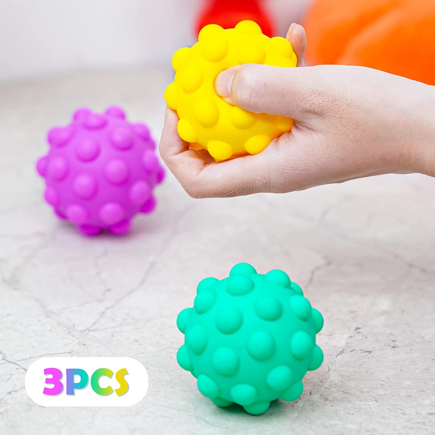 Pop Bubble Fidget Ball Sensory Toy 3PCS Interactive 3D Bounce Ball Stress Reduce
