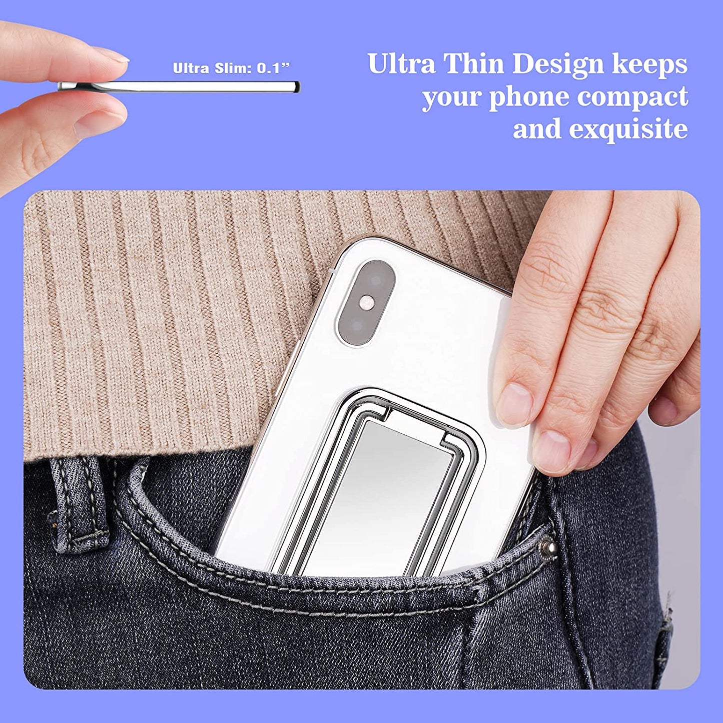 Cell Phone Ring Holder Finger Kickstand Swivel Fold Stand Metal Grip Ultra-Thin