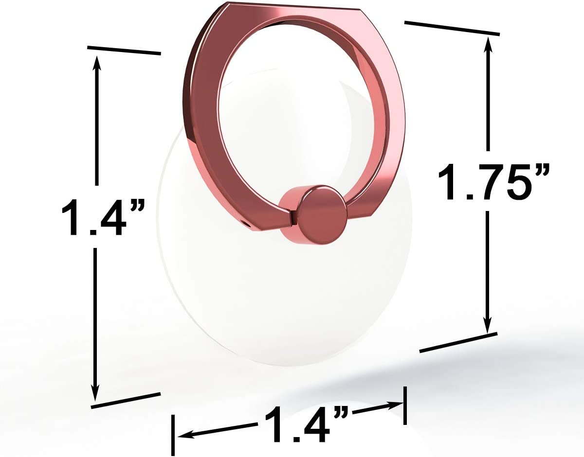 Clear Cell Phone Ring Holder Grip 360 Degree Rotation Finger Kickstand Rose Gold