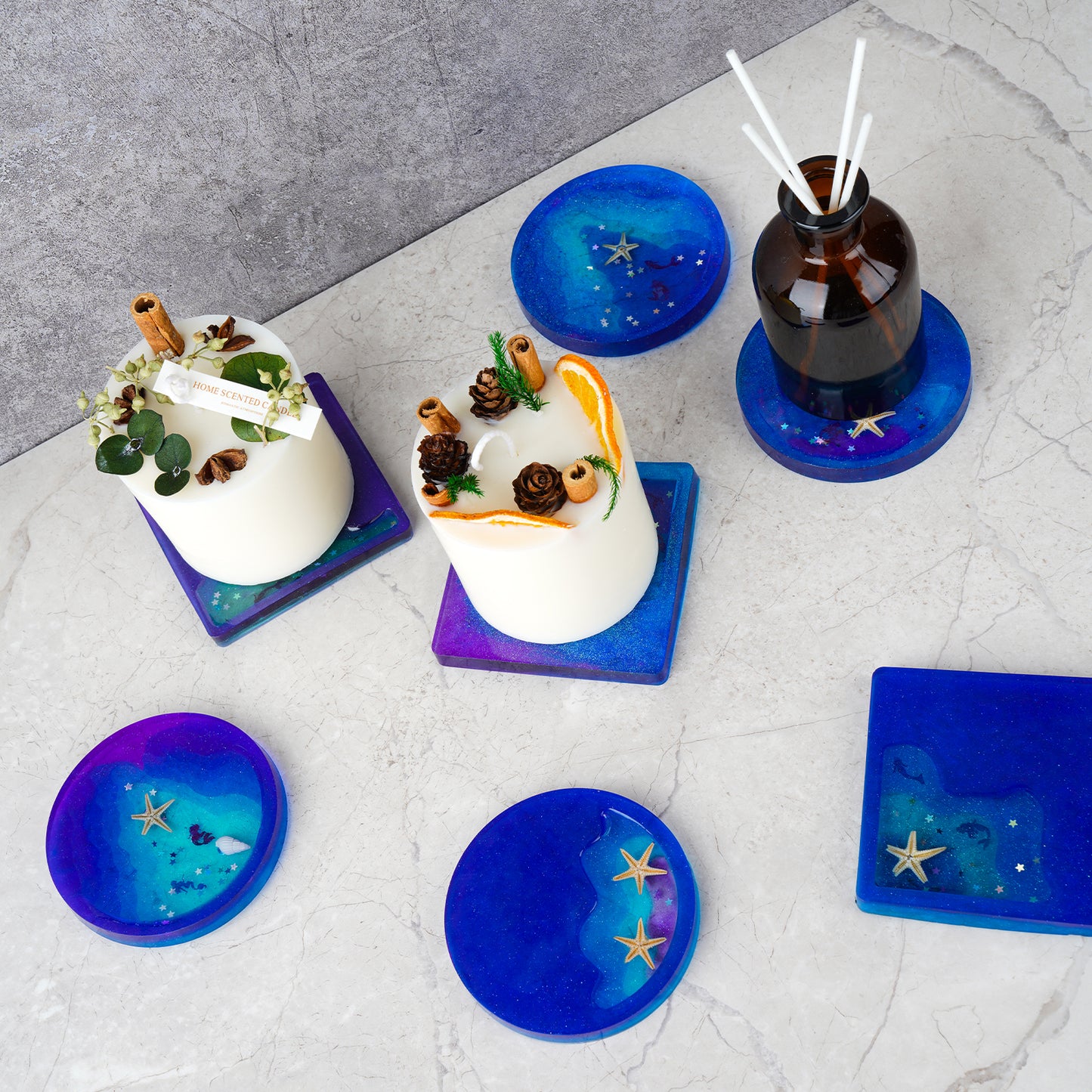 Coaster Epoxy Resin Casting Silicone Molds Mountain River 4PCS DIY Agate Art H